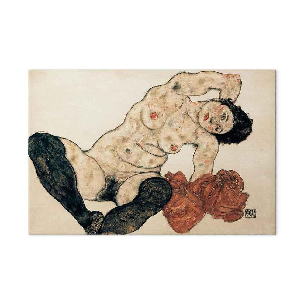 Obraz - Egon Schiele – Liegender Akt mit gelbem Handtuch