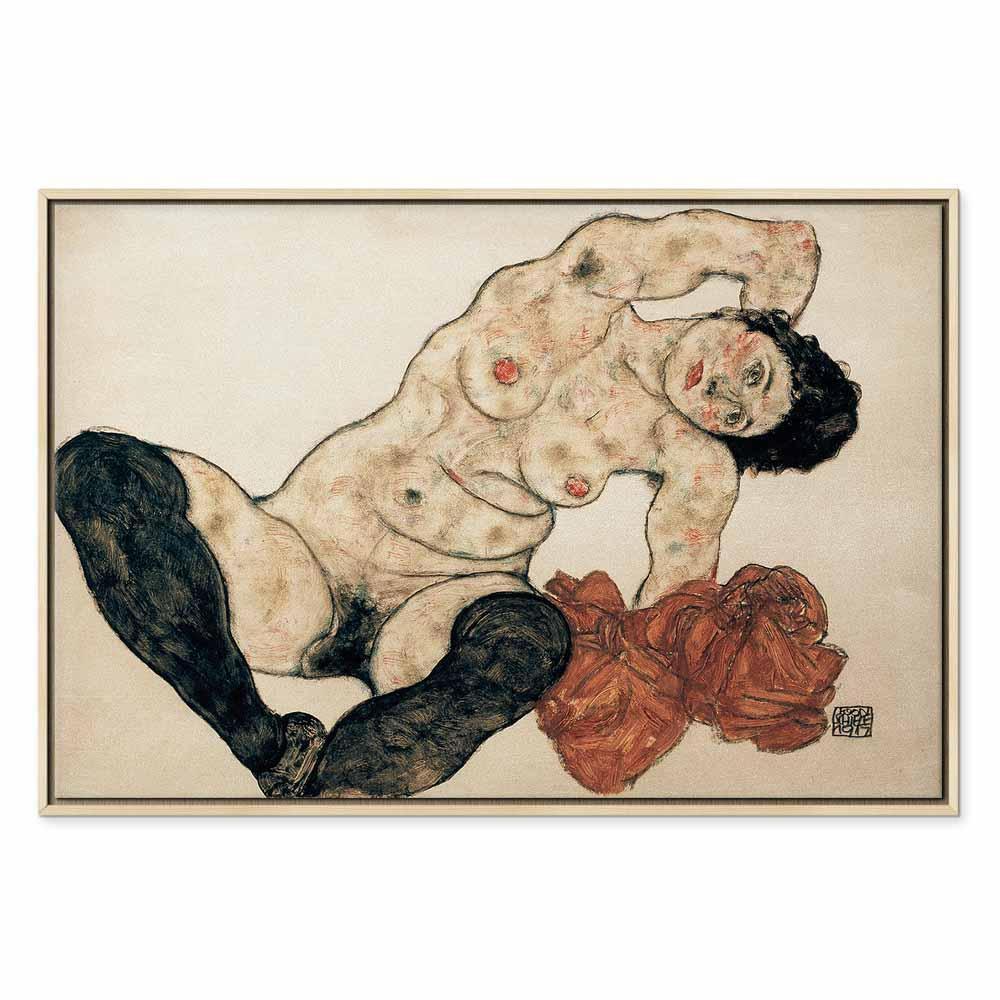 Obraz - Egon Schiele – Liegender Akt mit gelbem Handtuch