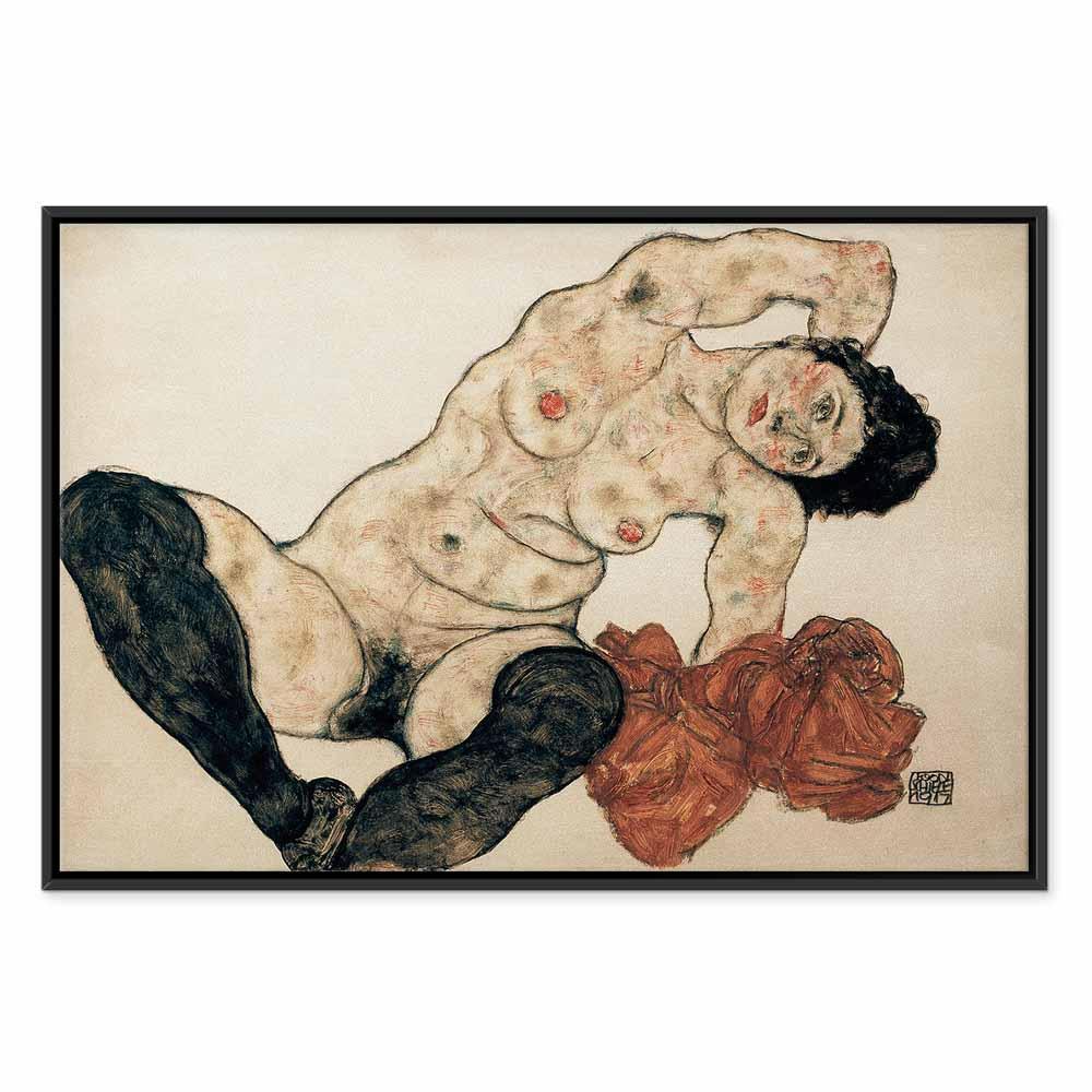 Obraz - Egon Schiele – Liegender Akt mit gelbem Handtuch