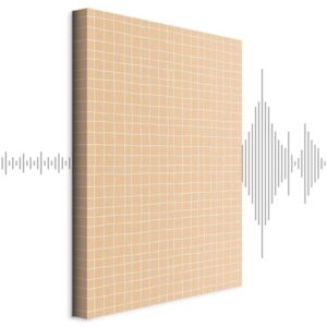 Obraz - Falujące linie - kremowa kratka na szumiącym pastelowym tle