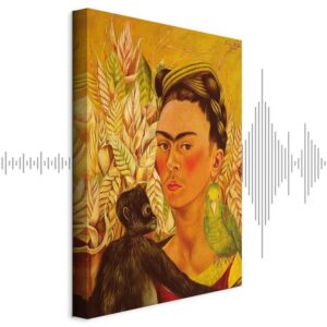 Obraz - Frida Kahlo – Autoportret z małpą i papugą