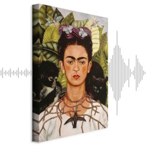 Obraz - Frida Kahlo – Autoportret z naszyjnikiem z cierni i kolibrem