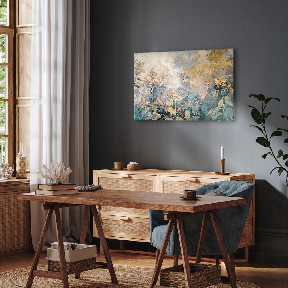 Obraz - Gobelinowy wzór z łąką i kwiatami kilim z wiosennym motywem