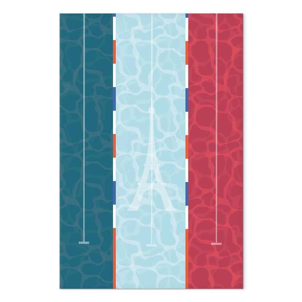 Obraz - Graficzna ilustracja basenu na tle flagi Francji