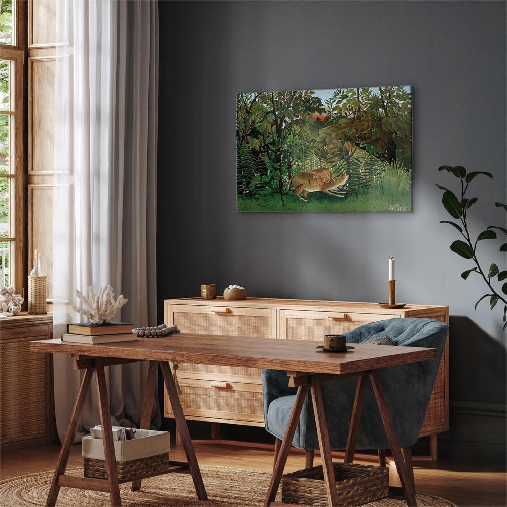 Obraz - Henri Rousseau – Le Lion ayant faim se jette sur l'Antilope