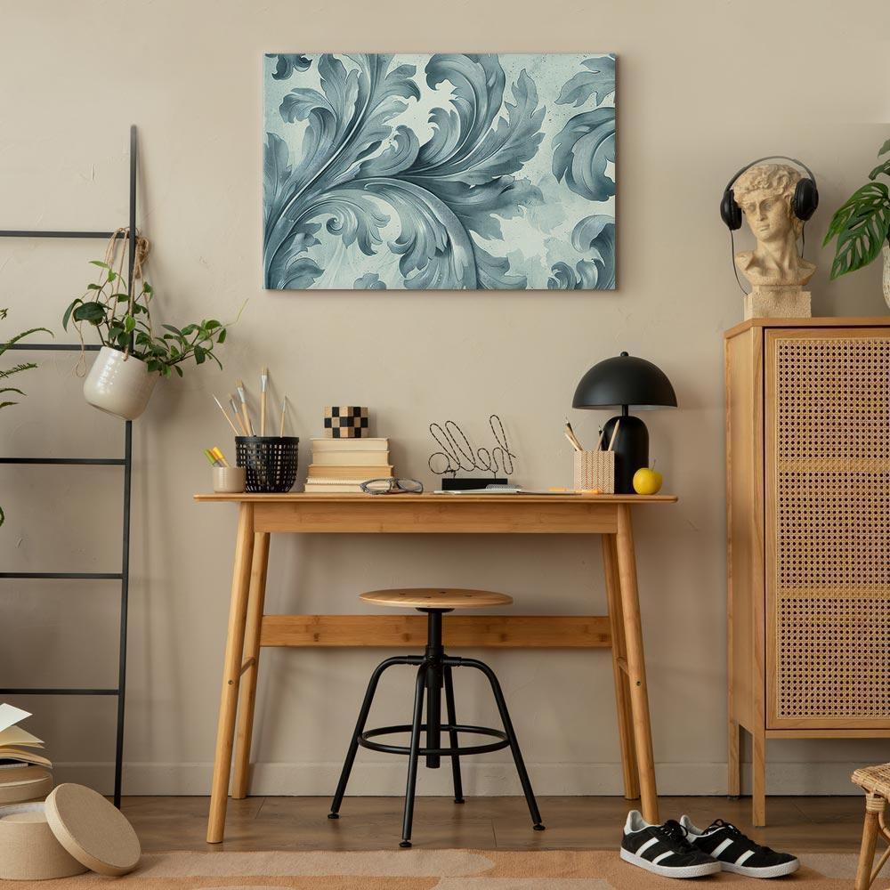 Obraz - Kamienne barokowe ornamenty w jasnych odcieniach szaro-niebieskich