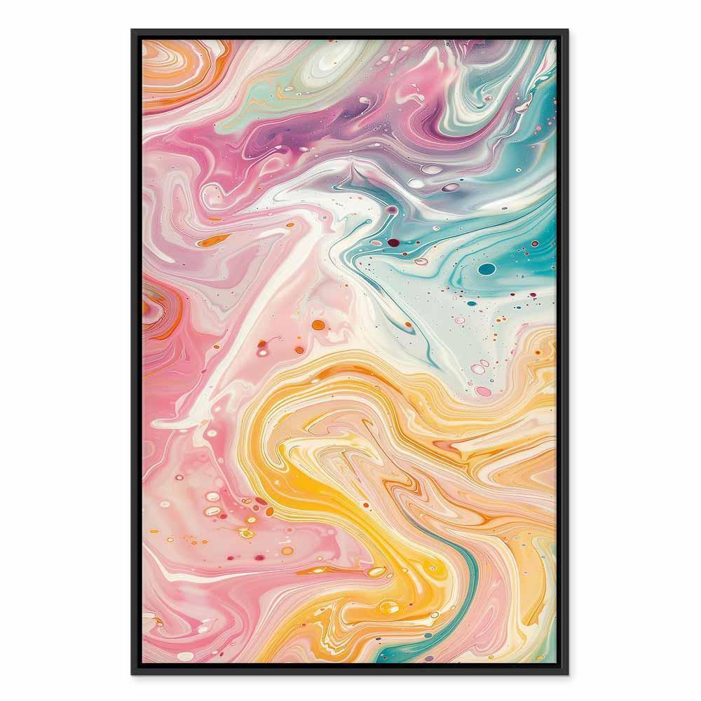 Obraz - Kolorowy Chaos - dynamiczne kształty w odcieniach różu żółci i błękitu