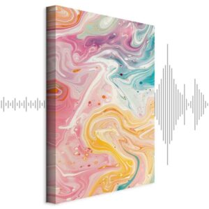 Obraz - Kolorowy Chaos - dynamiczne kształty w odcieniach różu żółci i błękitu