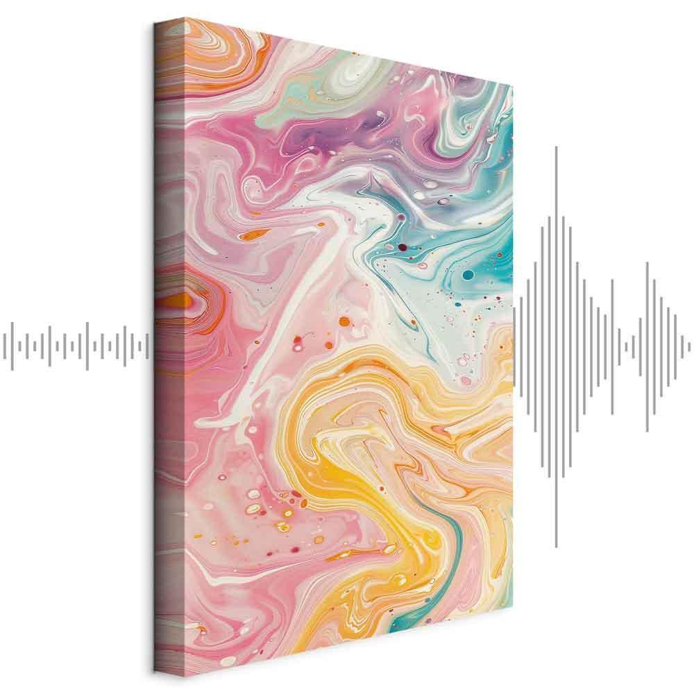 Obraz - Kolorowy Chaos - dynamiczne kształty w odcieniach różu żółci i błękitu