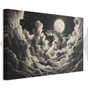 Obraz - Księżyc i gwiazdy śpiewające wśród wielkich chmur