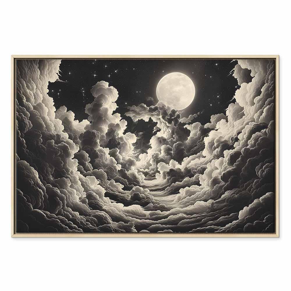 Obraz - Księżyc i gwiazdy śpiewające wśród wielkich chmur