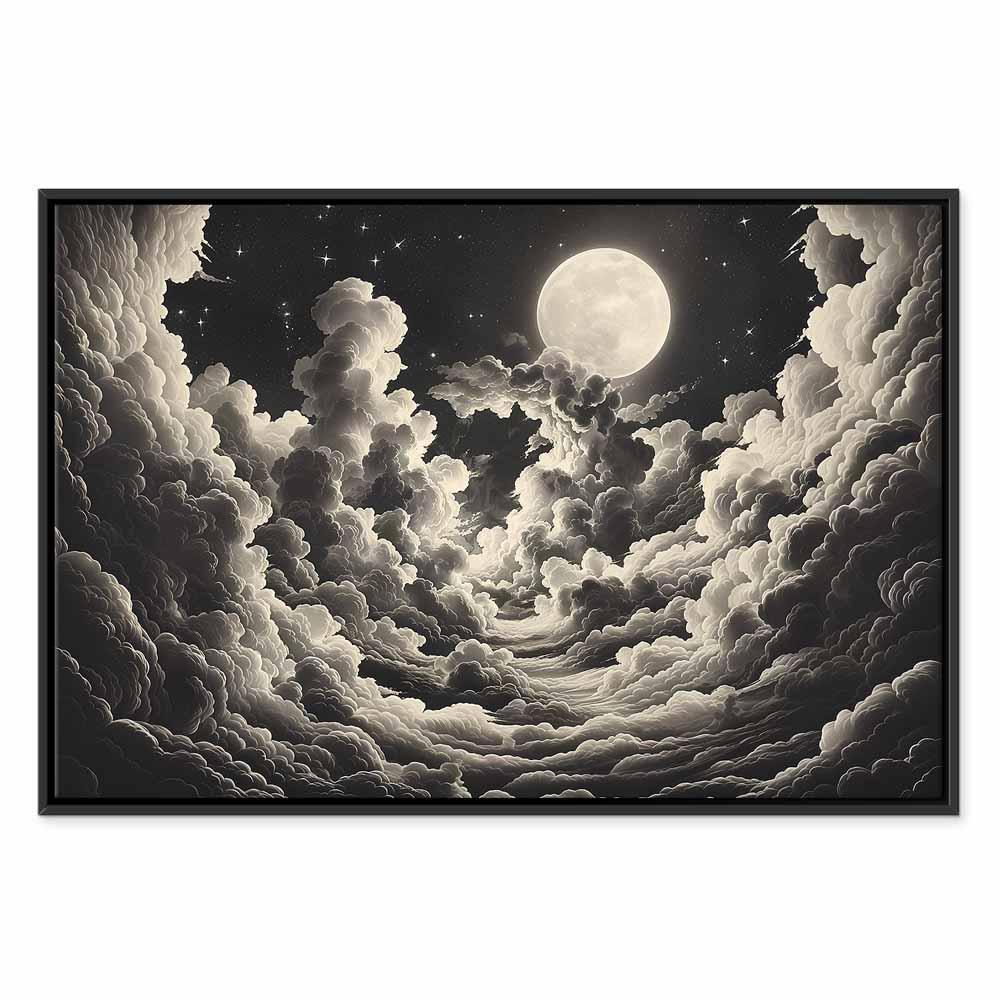 Obraz - Księżyc i gwiazdy śpiewające wśród wielkich chmur