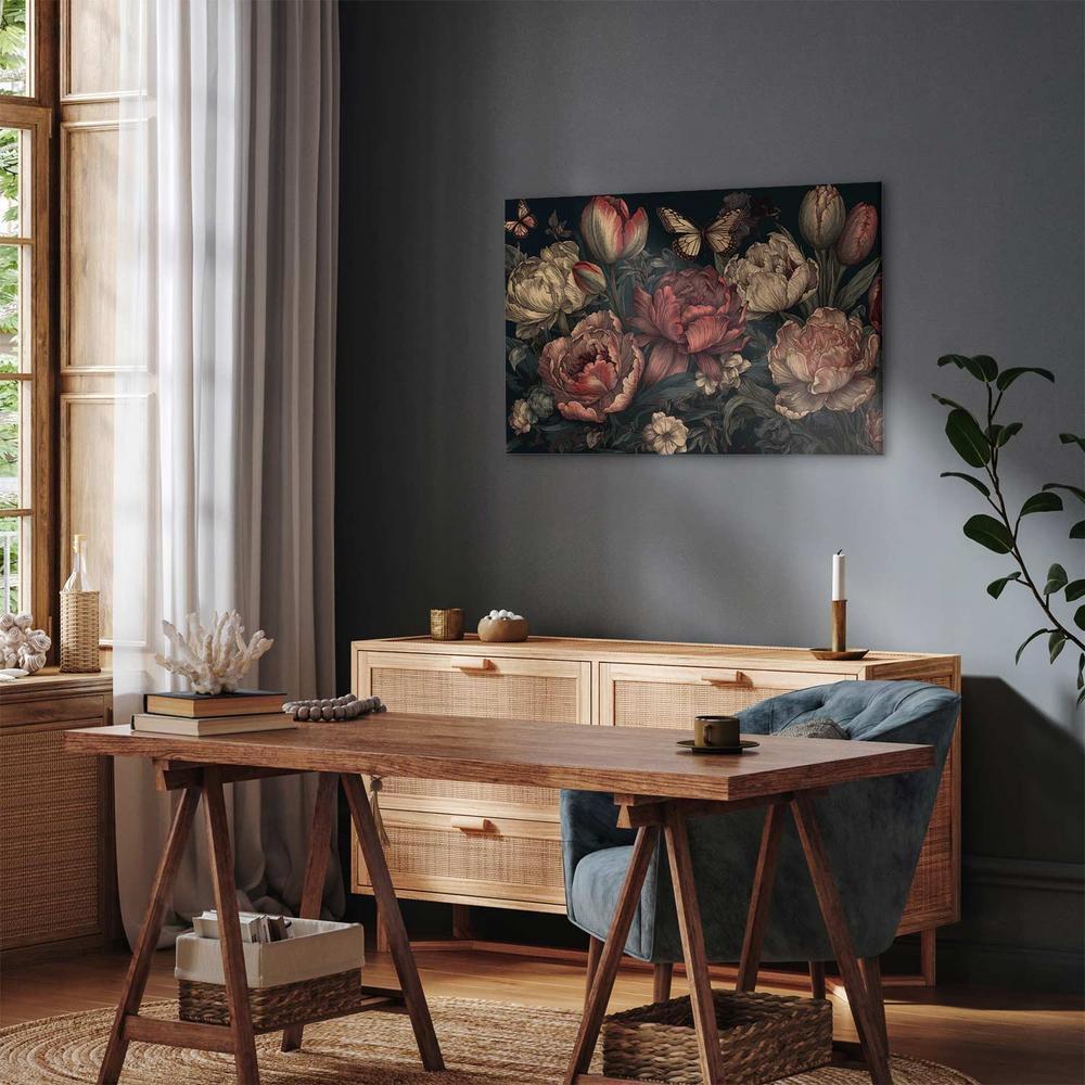 Obraz - Kwiaty na turkusowym tle