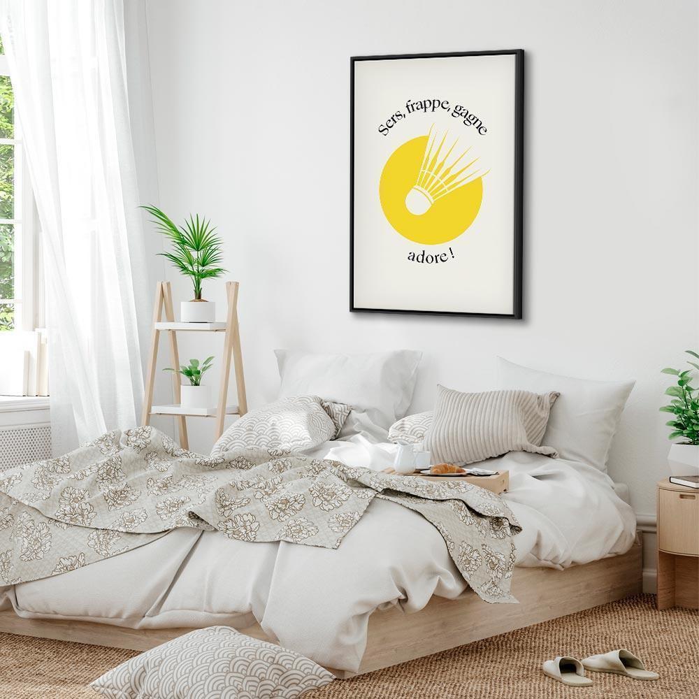 Obraz - Lotka do badmintona na tle żółtego koła