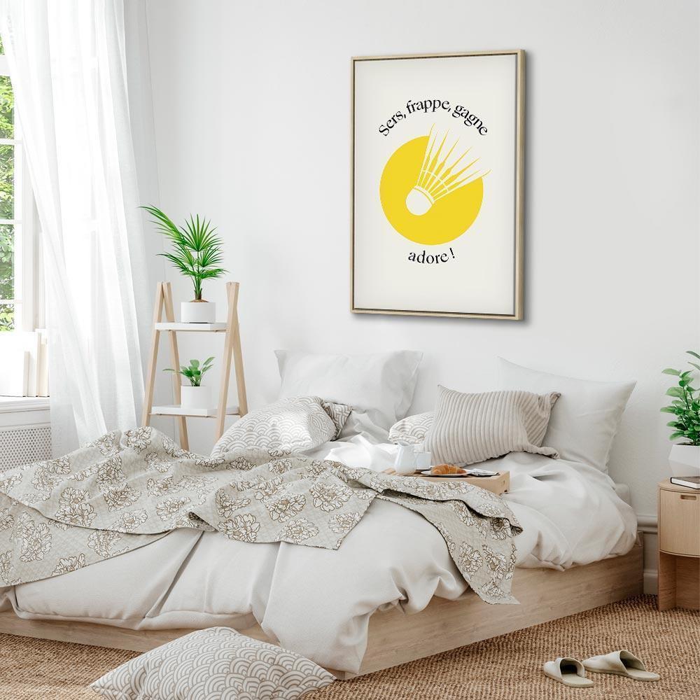 Obraz - Lotka do badmintona na tle żółtego koła