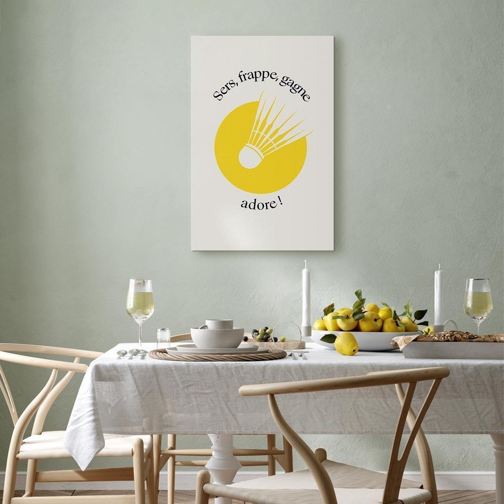 Obraz - Lotka do badmintona na tle żółtego koła