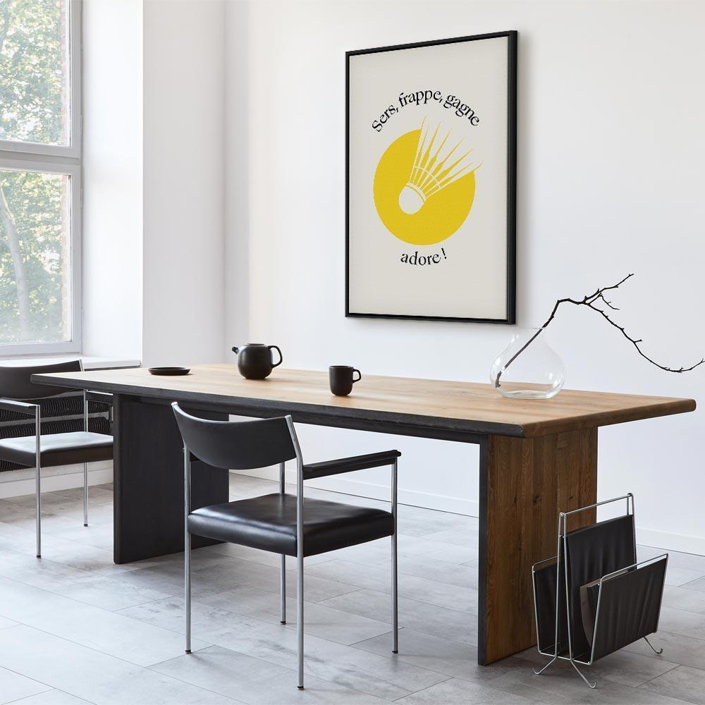 Obraz - Lotka do badmintona na tle żółtego koła