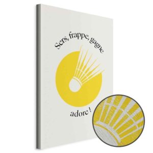 Obraz - Lotka do badmintona na tle żółtego koła