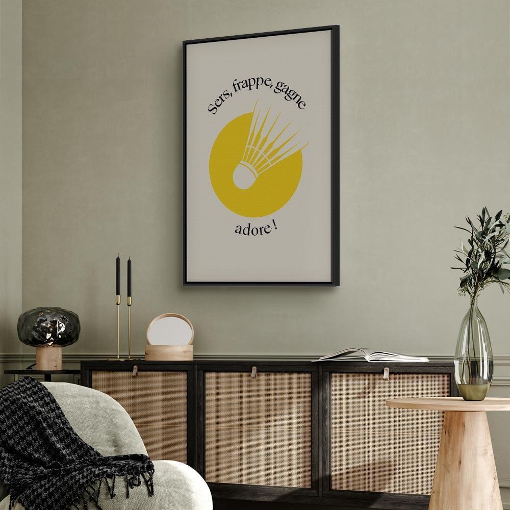 Obraz - Lotka do badmintona na tle żółtego koła