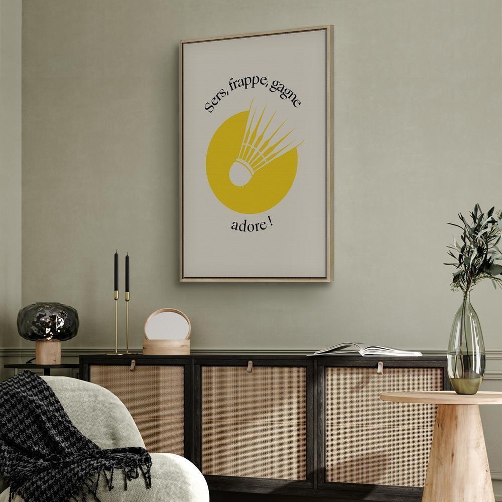 Obraz - Lotka do badmintona na tle żółtego koła