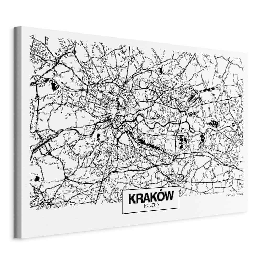 Obraz - Mapa miasta: Kraków (1-częściowy) szeroki