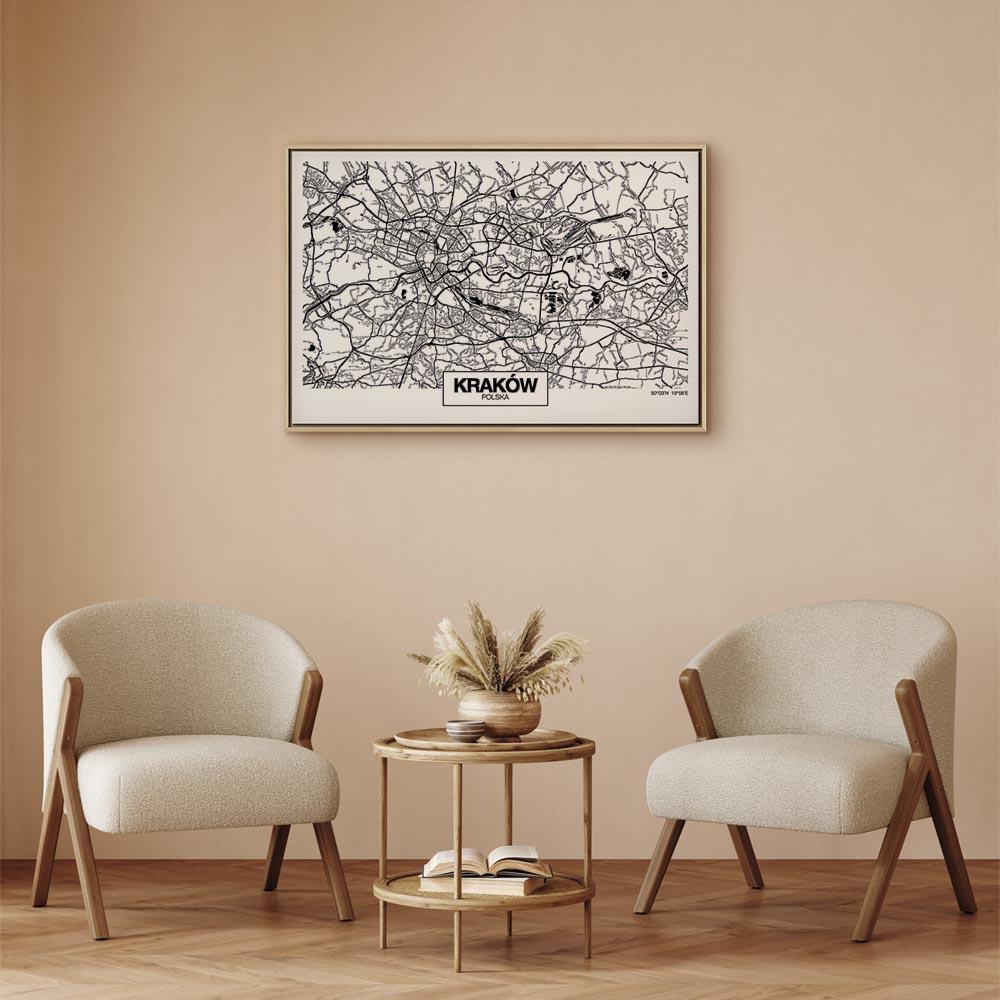 Obraz - Mapa miasta: Kraków (1-częściowy) szeroki