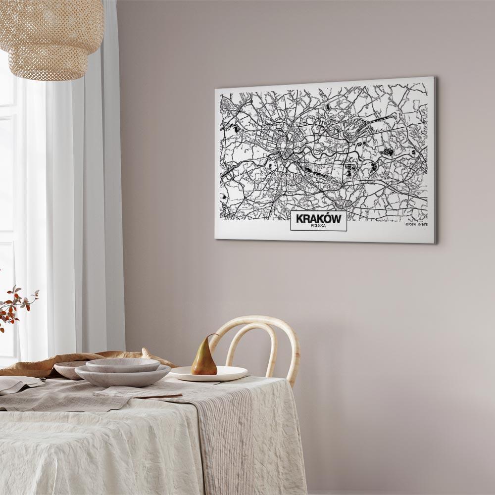 Obraz - Mapa miasta: Kraków (1-częściowy) szeroki