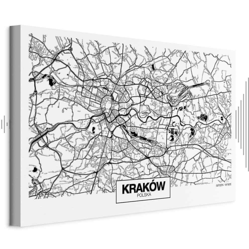 Obraz - Mapa miasta: Kraków (1-częściowy) szeroki