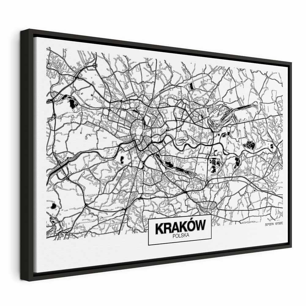 Obraz - Mapa miasta: Kraków (1-częściowy) szeroki