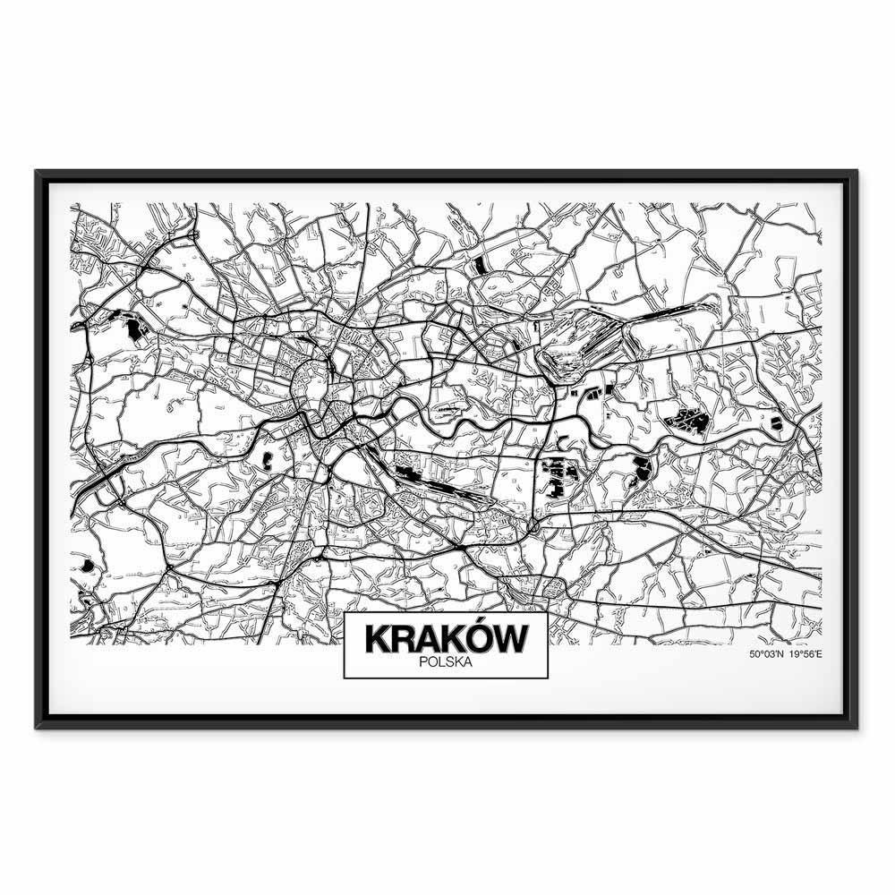 Obraz - Mapa miasta: Kraków (1-częściowy) szeroki