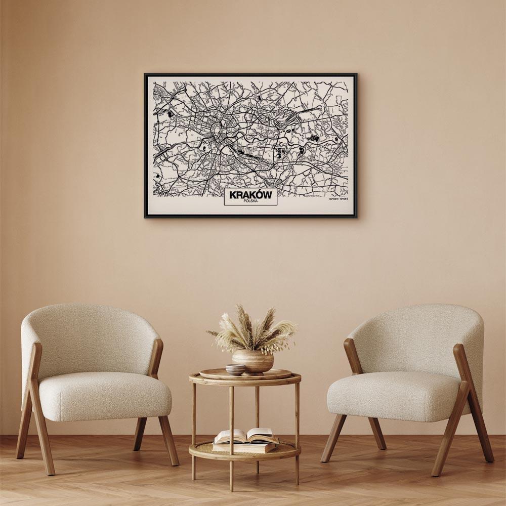 Obraz - Mapa miasta: Kraków (1-częściowy) szeroki