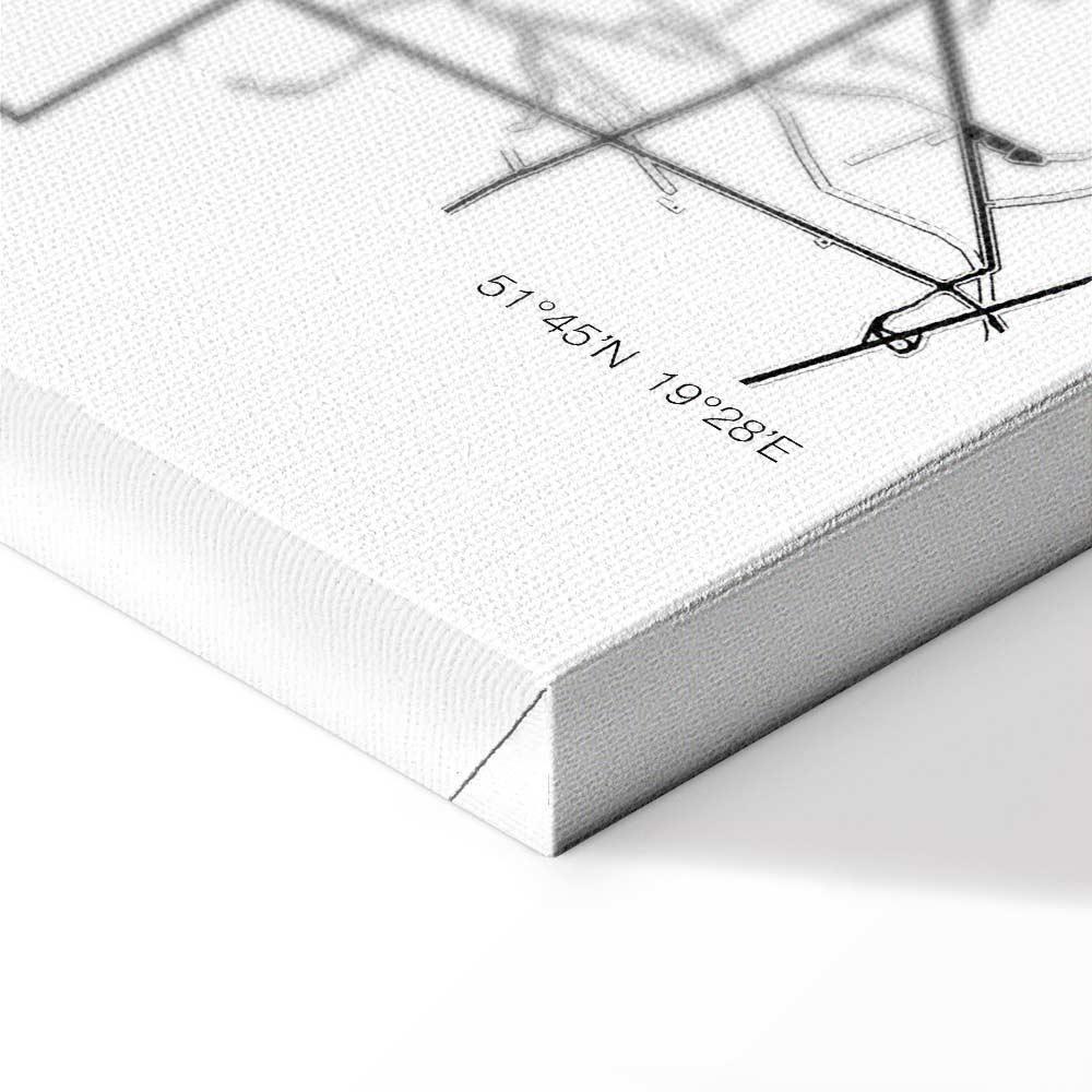 Obraz - Mapa miasta: Łódź (1-częściowy) pionowy