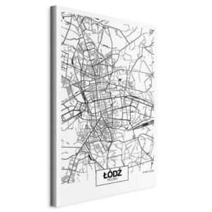 Obraz - Mapa miasta: Łódź (1-częściowy) pionowy