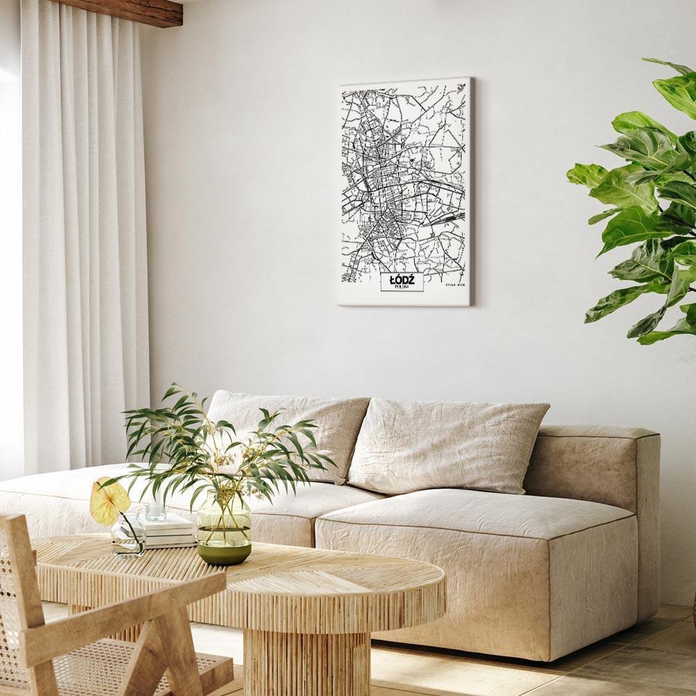 Obraz - Mapa miasta: Łódź (1-częściowy) pionowy
