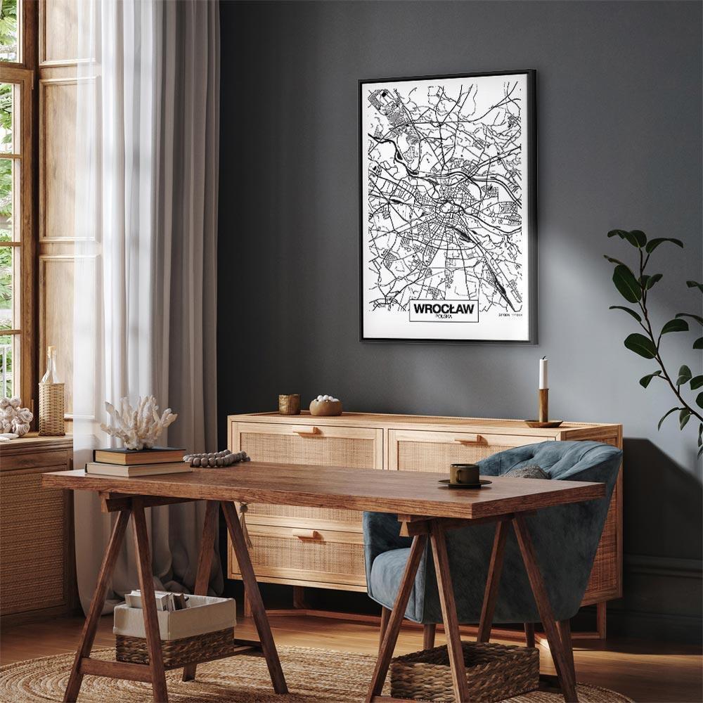 Obraz - Mapa miasta: Wrocław (1-częściowy) pionowy