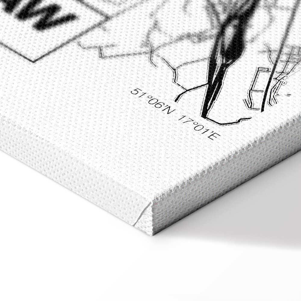 Obraz - Mapa miasta: Wrocław (1-częściowy) pionowy