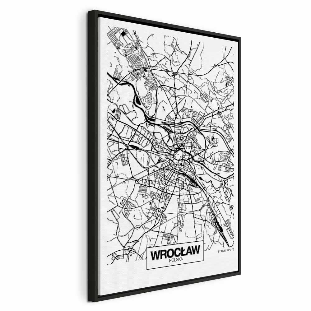 Obraz - Mapa miasta: Wrocław (1-częściowy) pionowy