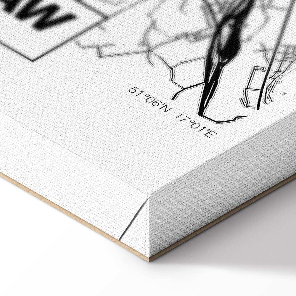 Obraz - Mapa miasta: Wrocław (1-częściowy) pionowy