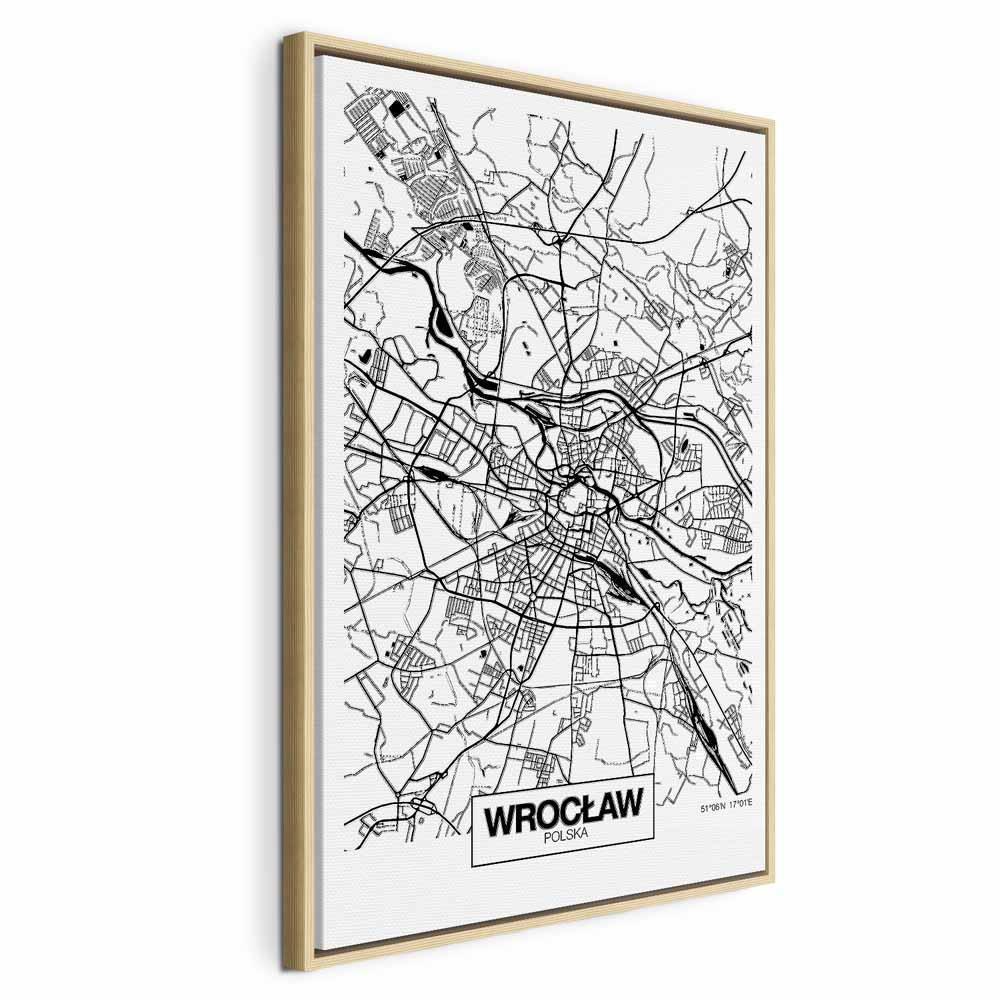 Obraz - Mapa miasta: Wrocław (1-częściowy) pionowy