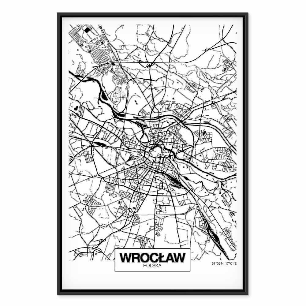 Obraz - Mapa miasta: Wrocław (1-częściowy) pionowy
