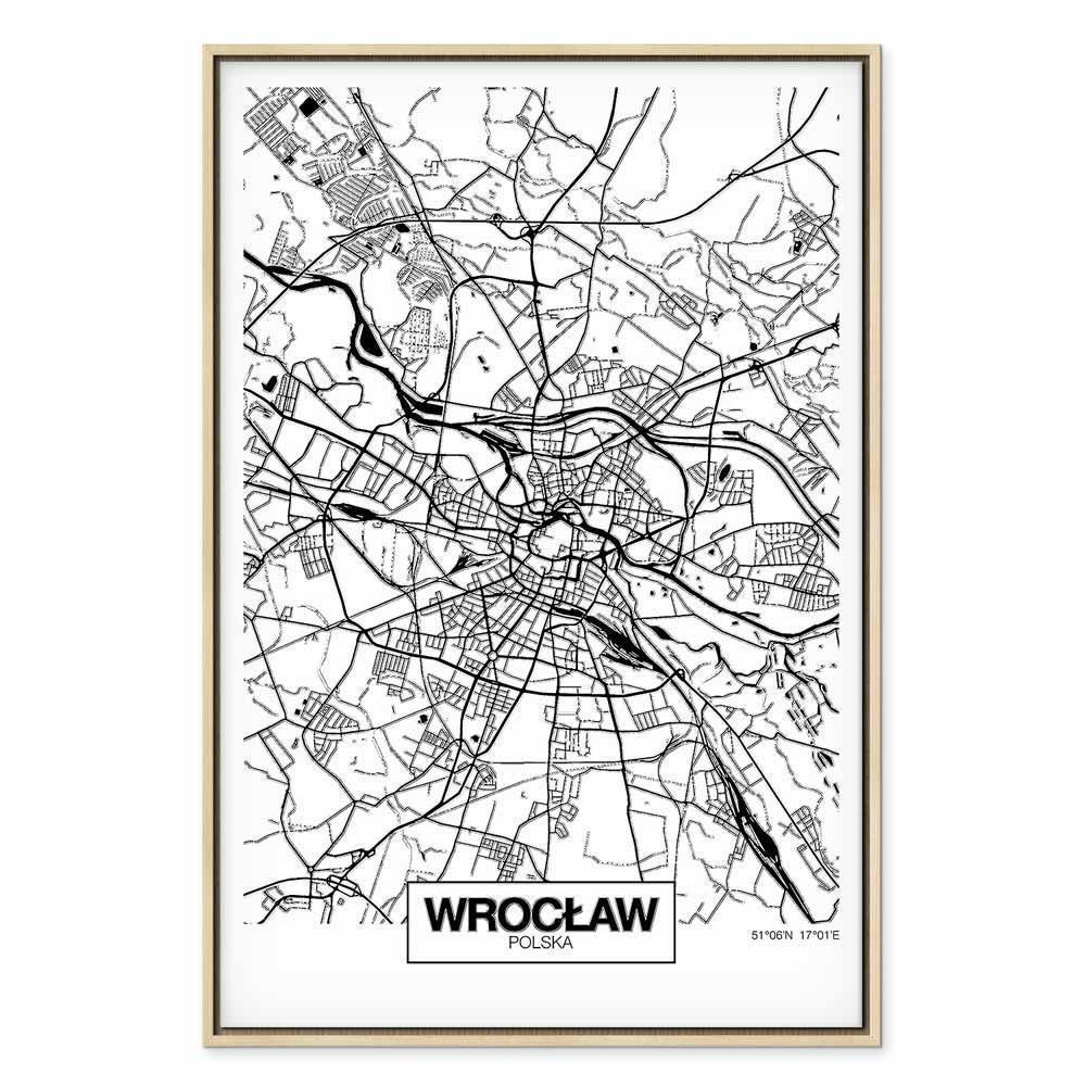 Obraz - Mapa miasta: Wrocław (1-częściowy) pionowy