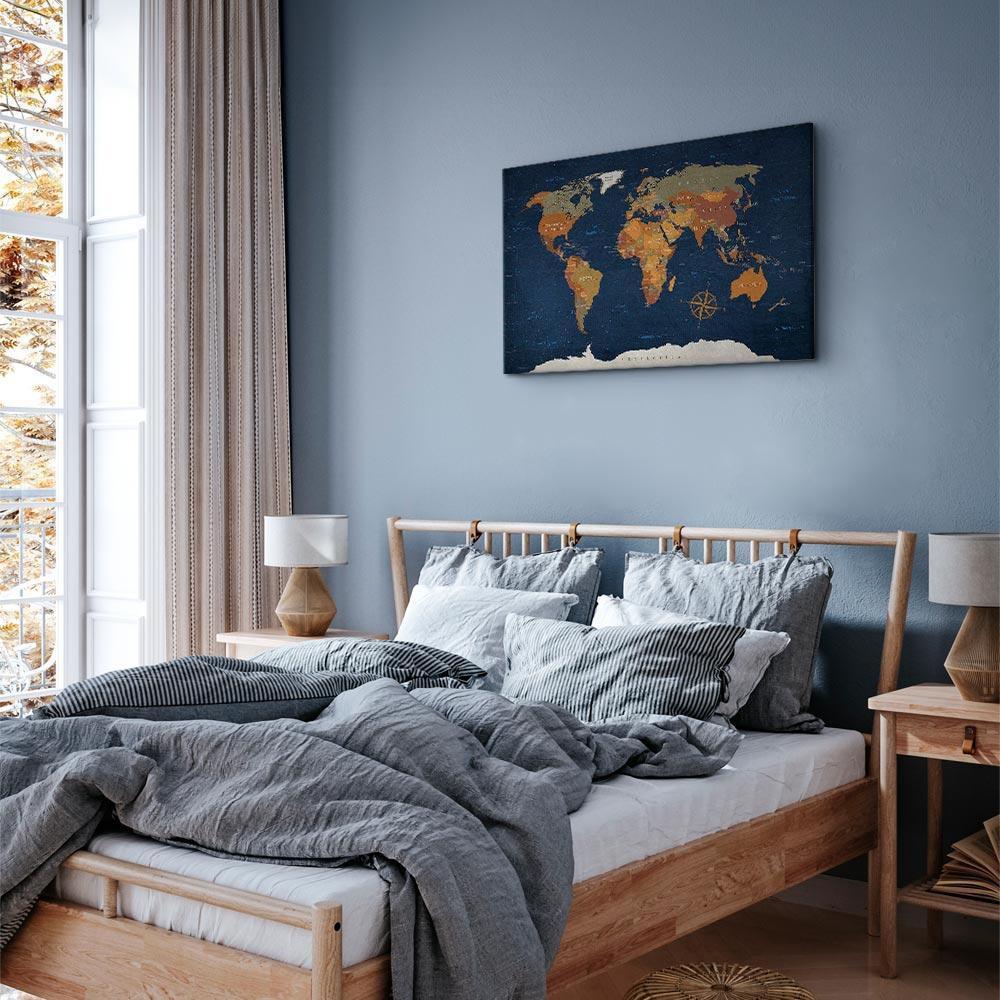 Obraz - Mapa świata: Atramentowe oceany