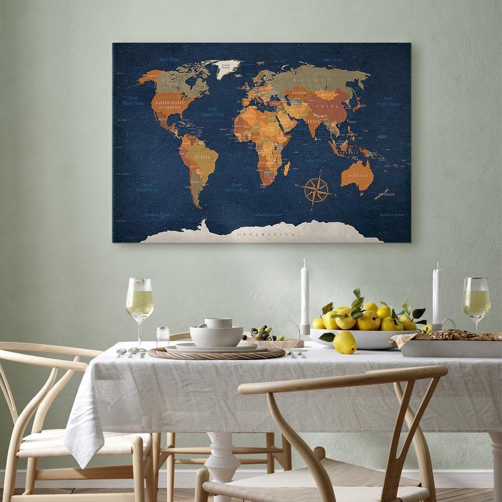 Obraz - Mapa świata: Atramentowe oceany