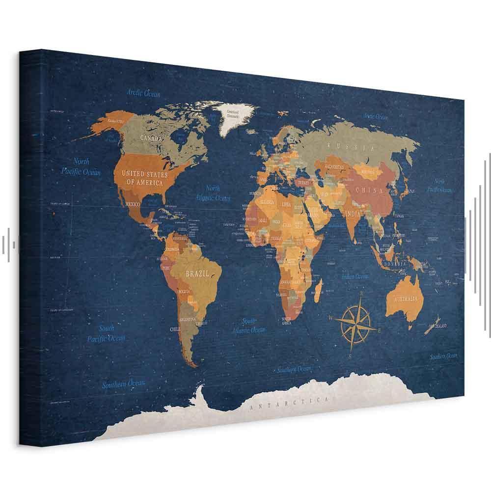 Obraz - Mapa świata: Atramentowe oceany