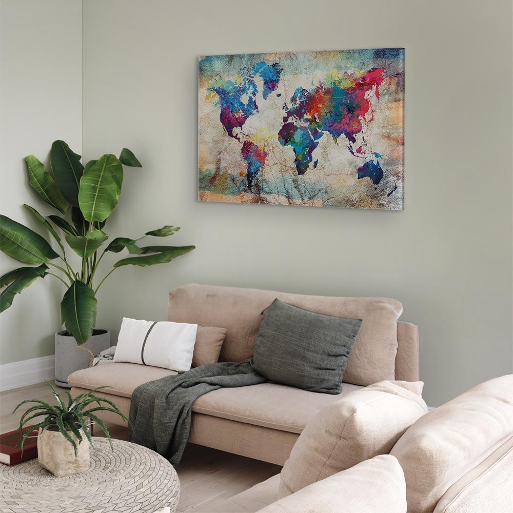 Obraz - Mapa świata: Kolorowe szaleństwo