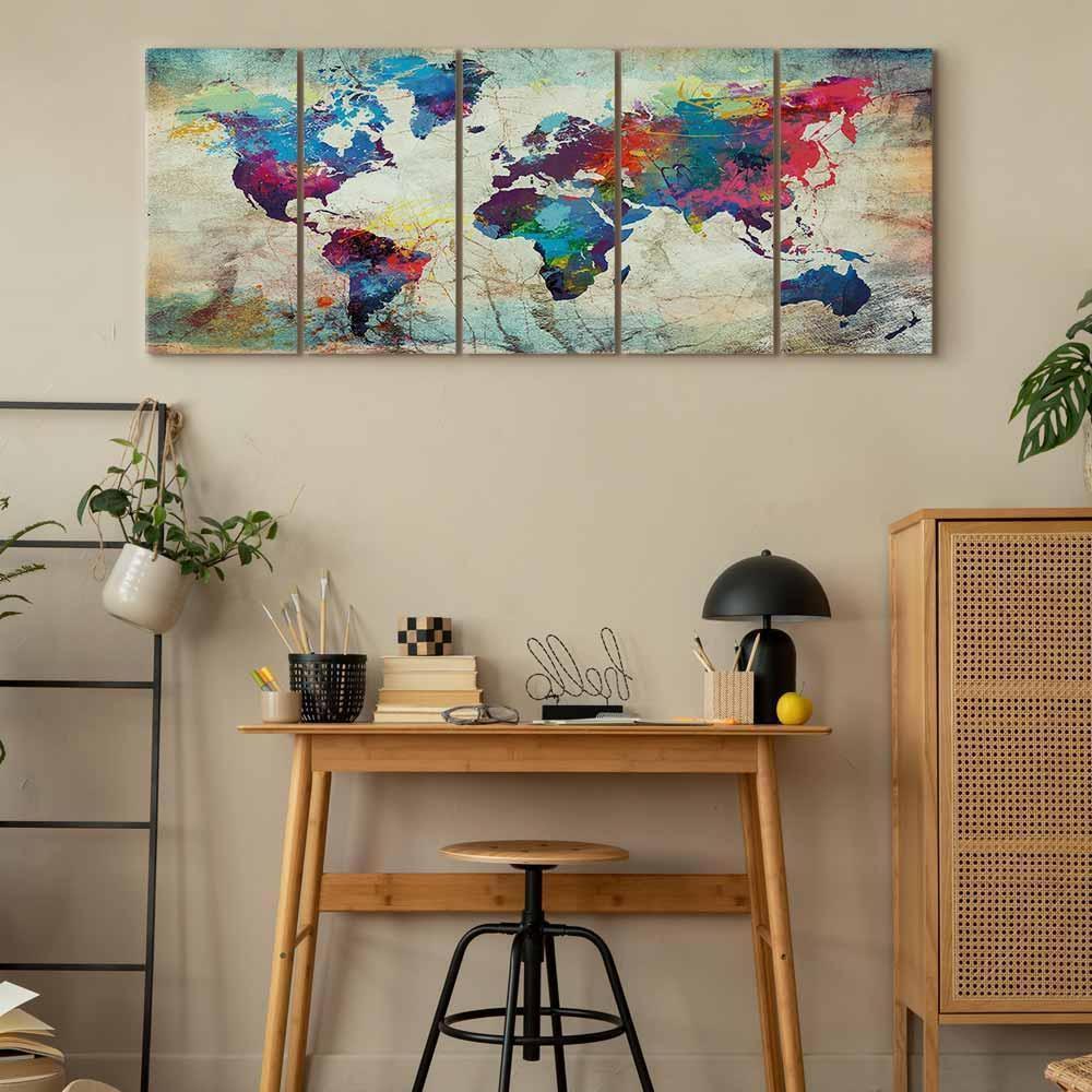 Obraz - Mapa świata: Pęknięta ściana