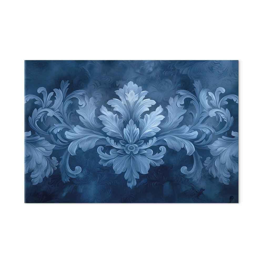 Obraz - Ornament w błękitnych i chłodnych kolorach ciemnoniebieska dekoracja