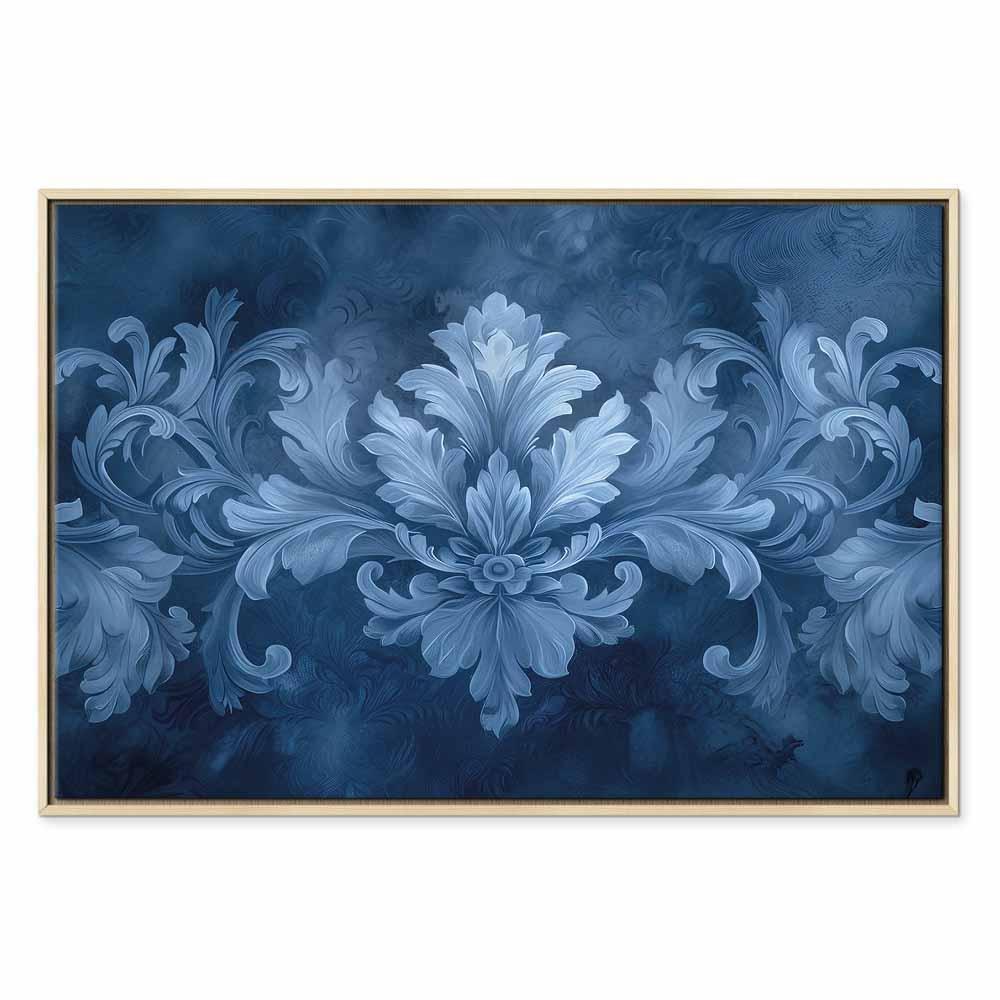 Obraz - Ornament w błękitnych i chłodnych kolorach ciemnoniebieska dekoracja