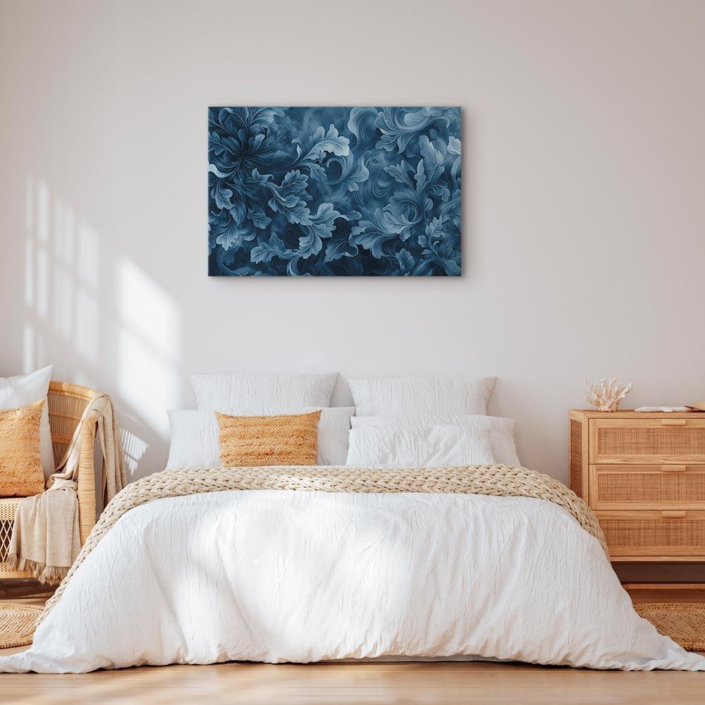 Obraz - Ornamenty abstrakcyjne ciemnoniebieskie wiktoriańskie liście