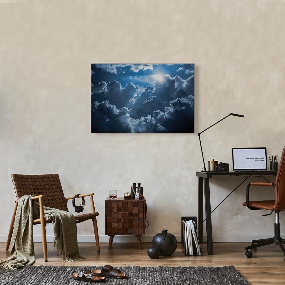 Obraz - Ożywiona sceneria: Słońce walczące z chmurami